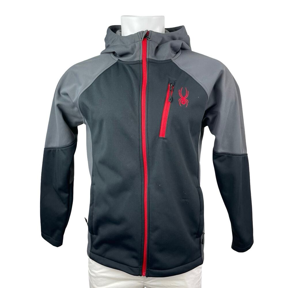 Spyder Mendoza Softshell Men's Black Colorblock Hooded Fleece Full Zip Jacket S